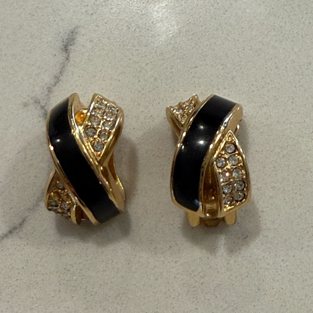 Dior Gold and Black Crystal Earrings - Picture 3 of 4